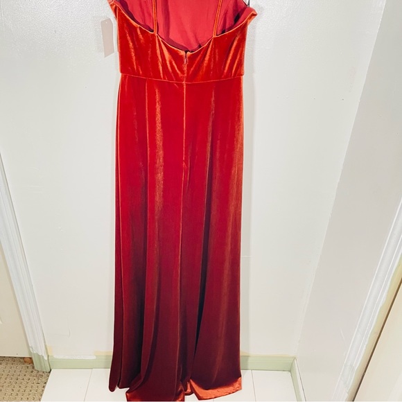 NWT Lovely Drew Square Neck Velvet Maxi Dress with Front Slit in Auburn Moon - Picture 8 of 8